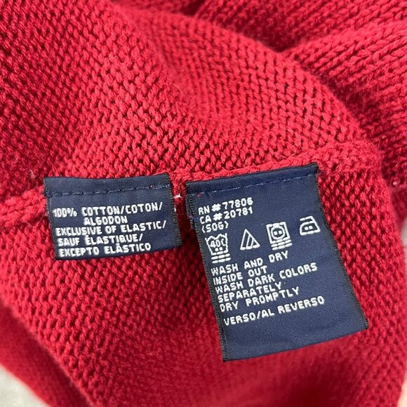 VTG Tommy Hilfiger Men's Large Red Flag Pullover Sweater Heavy Y2K Streetwear - Picture 8 of 10